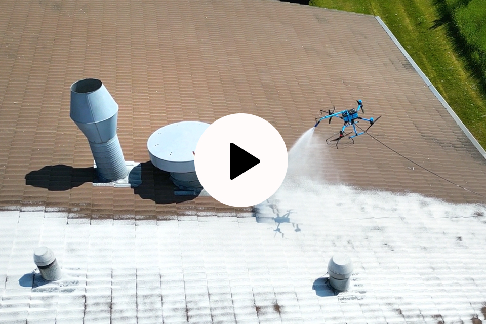 Algae treatment and facade cleaning with KTV Working Drone Denmark