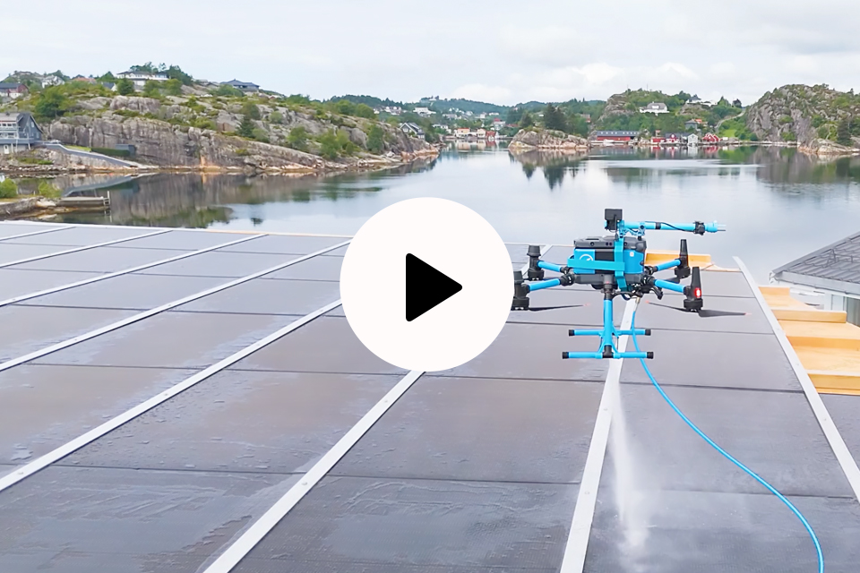 KTV Working Drone cleaning solar panel. Image